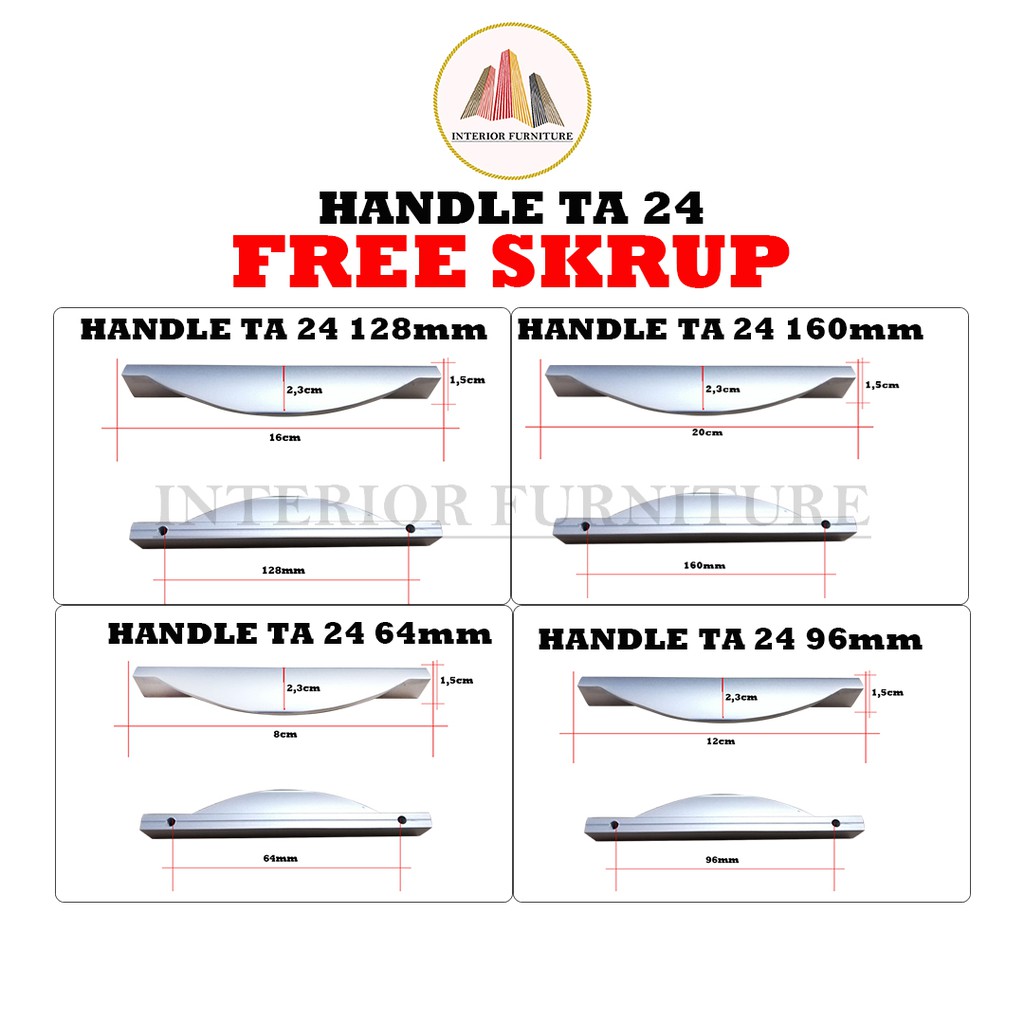 Tarikan Handel TA 24 Huben  / Handle Laci Pintu Lemari Minimalis Gagang Pull Bar Lemari Dapur Kitchen