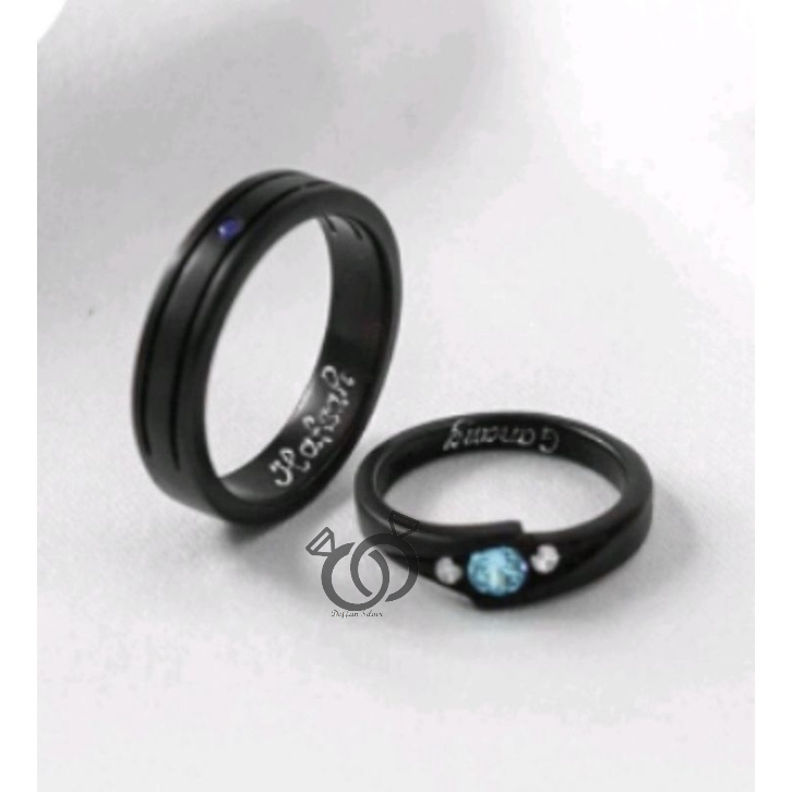 cincin nikah couple rustik cincin hitam permata biru perak 925 murni