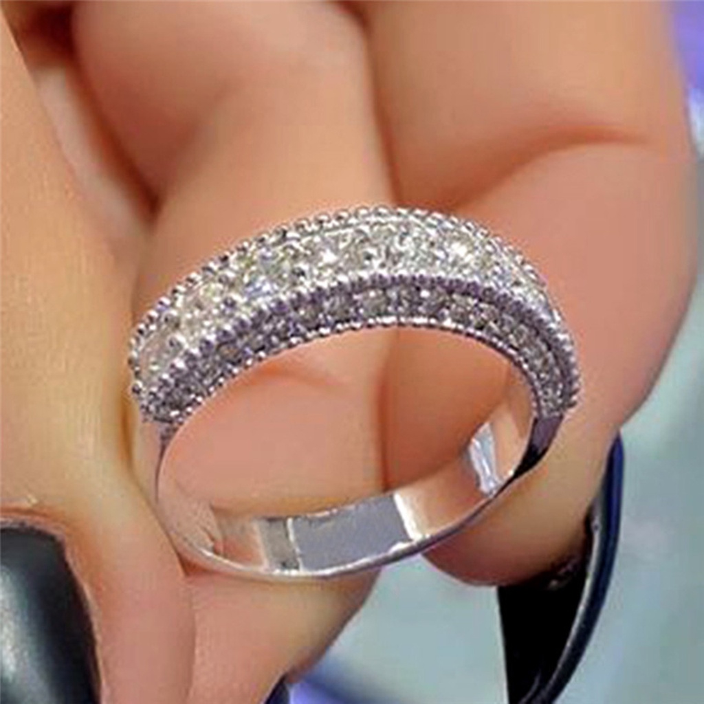 Hu Hu Hu Hu Hu Alat Bantu Pasang Kacamata♡ Cincin Kristal Cubic Zirconia Bulat Berkilau Untuk Hadiah Valentine Priawanita