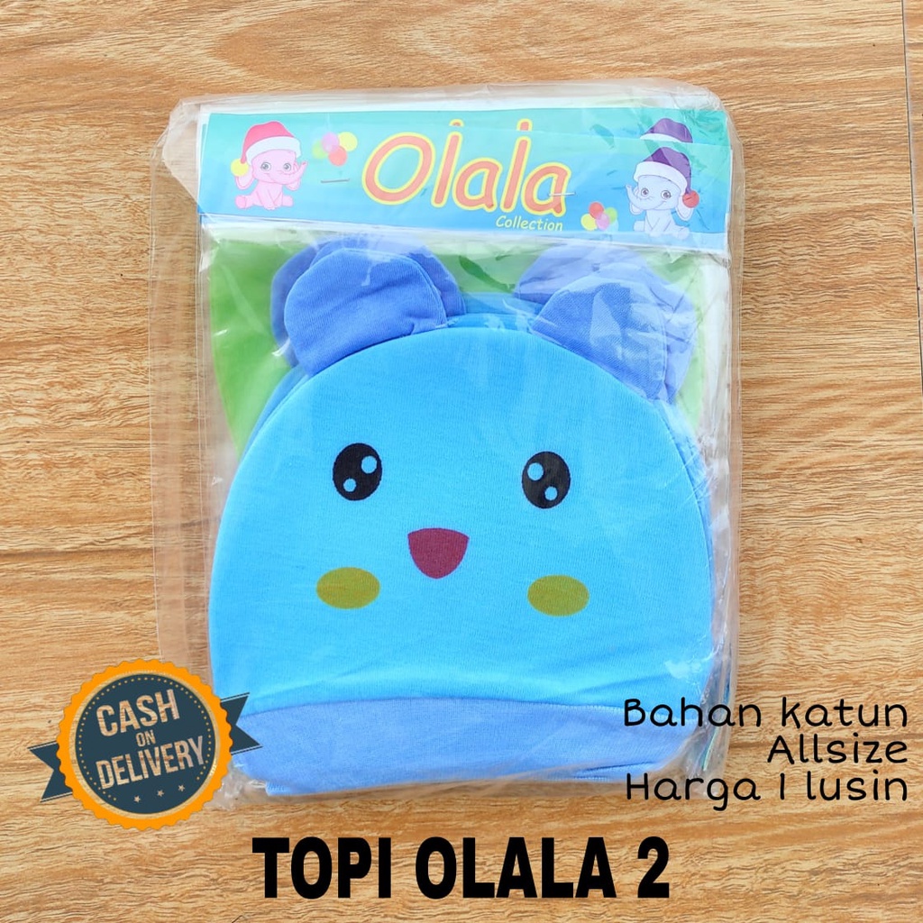 1 LUSIN (12 pcs) Topi bayi OLALA halus lembut perlengkapan bayi lahir