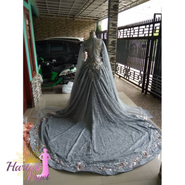 (PO) Gaun Pengantin Bunga 3D Tulle Mutiara Slayer Pundak / Wedding Dress