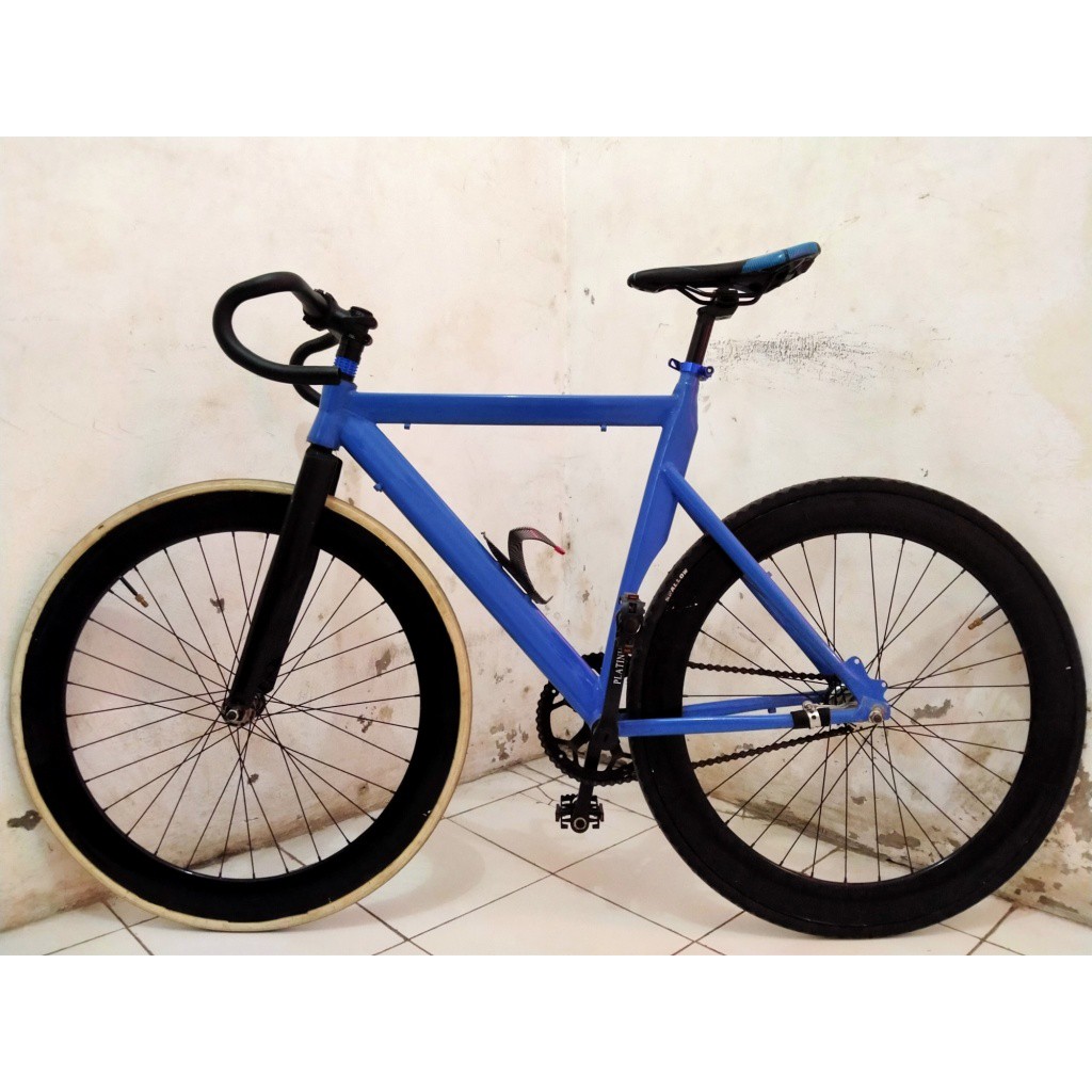 sepeda fixie custom frame balap model aero gear torpedo velg tebal 6 cm bisa upgrade pake RD &cakram