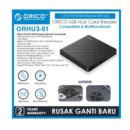 External dvd cd room orico usb3.0 read burning with usb 3.0 hub card reader micro SD tf orhu3-01