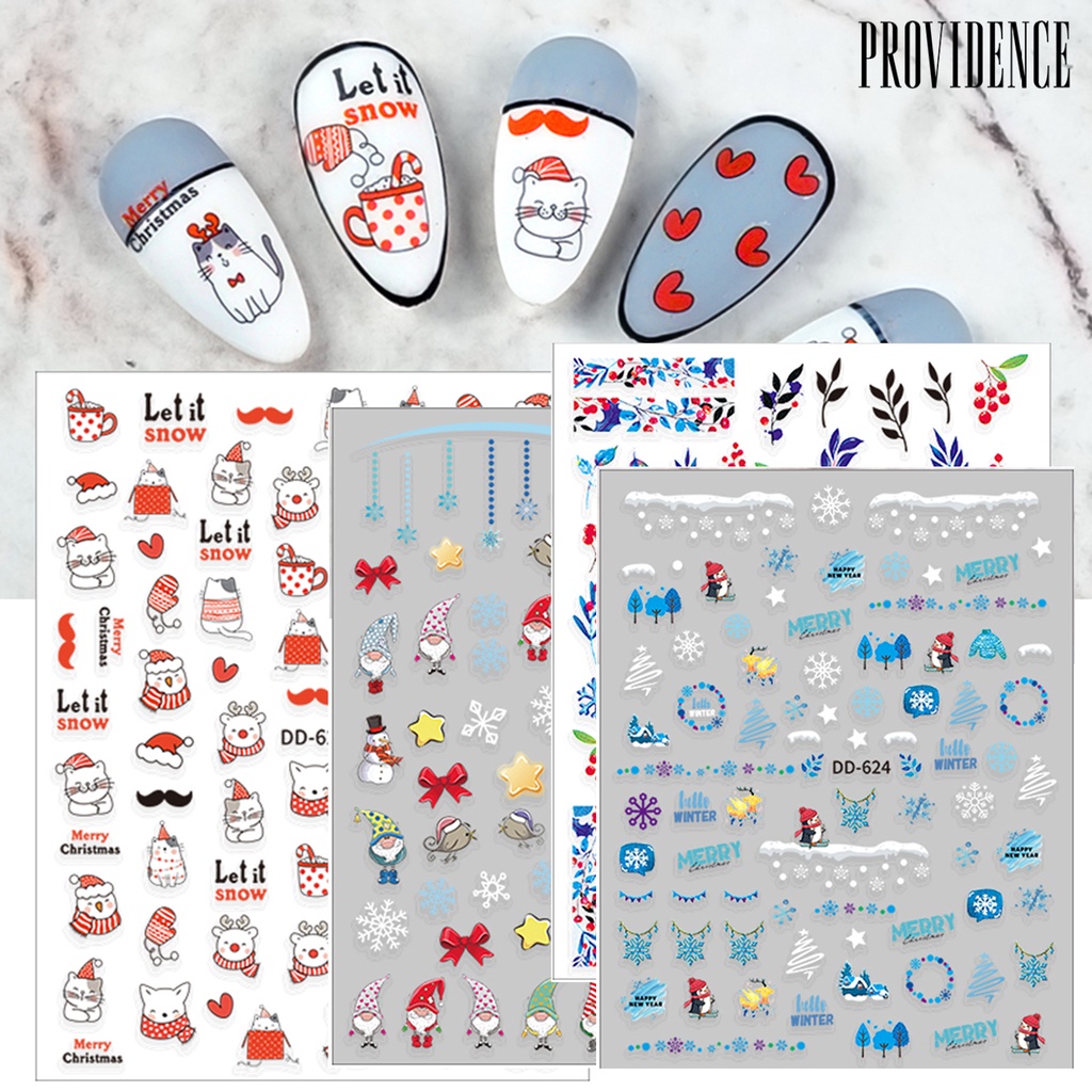 Providence Manicure Decal Delicate Glue-free Portable Christmas New Year Nail Art Transfer Sticker for Women