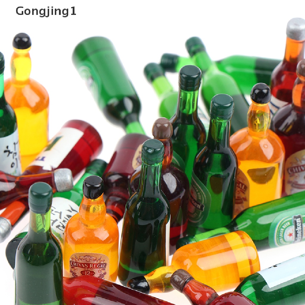 Gongjing1 8pcs Miniatur Botol Wine Mini Dekorasi Rumah Boneka 1: 12