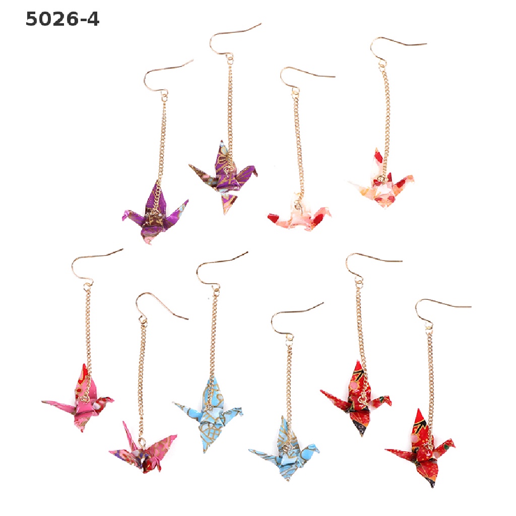 5026-4  Kranich Earrings Origami Miniblings Bird Cranes Faltkunst Senbazuru Paper 5026-4