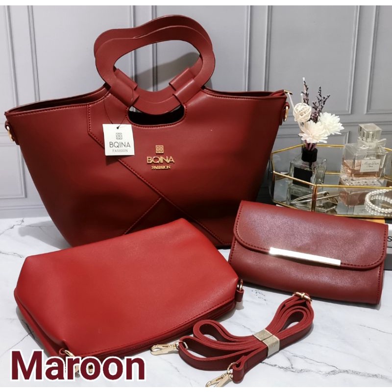 Tas Wanita Bonia set 3 in 1 free pouch wallet