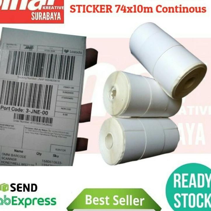 

KERTAS LABEL STICKER PRINTER THERMAL 80mm SIZE 74x10M CONTINOUS - Cetak Resi Update