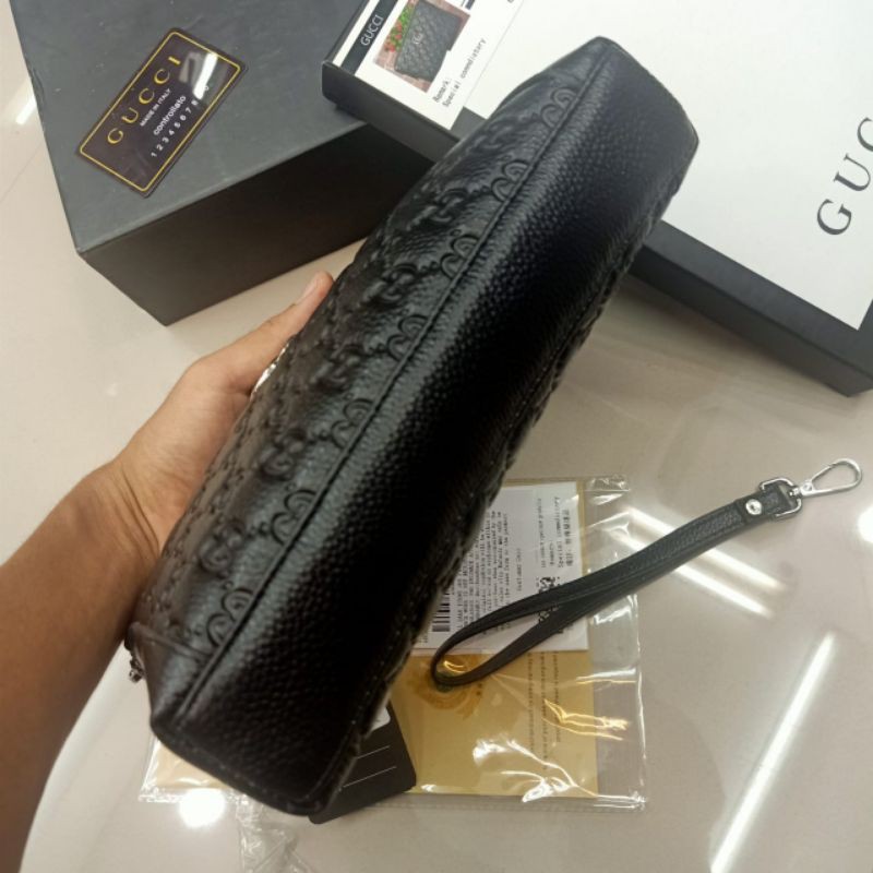 Handbag Gucci GG Embos Clutch Tas Tangan Kulit Asli Impor
