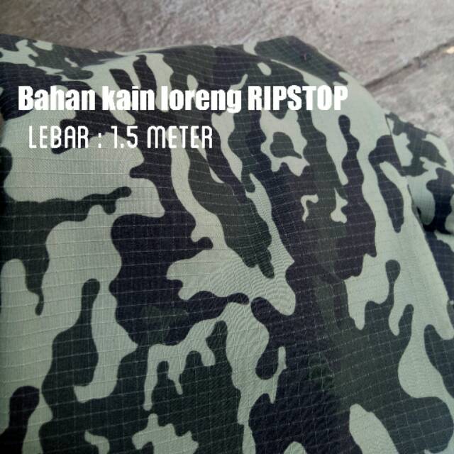 BAHAN KAIN LORENG RIPSTOP LEBAR 1.5M PE TNI POLRI ARMY POLISI TENTARA AU METERAN GULUNGAN (YARD)