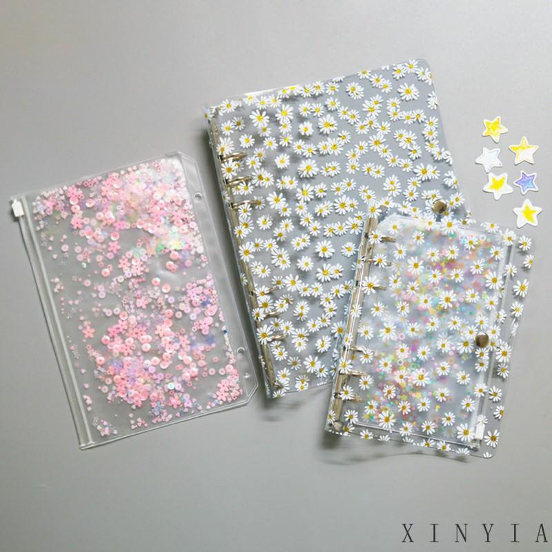 Xia.id Buku Notebook / Catatan / Diary A6 Cover PVC Transparan Motif Bunga Daisy