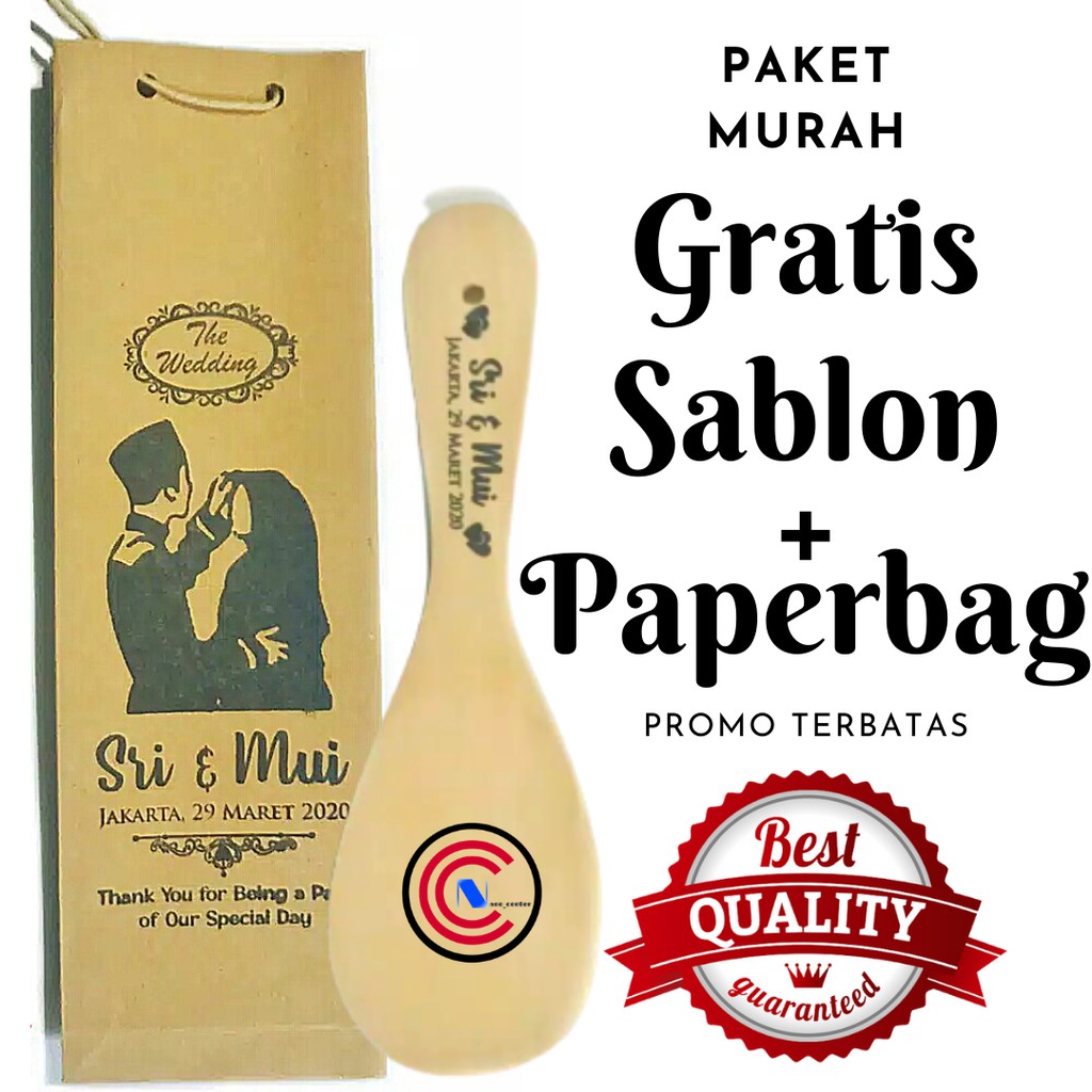 

Sovenir Pernikahan Unik Centong Kayu Murah Gratis Sablon dan Paperbag Murah