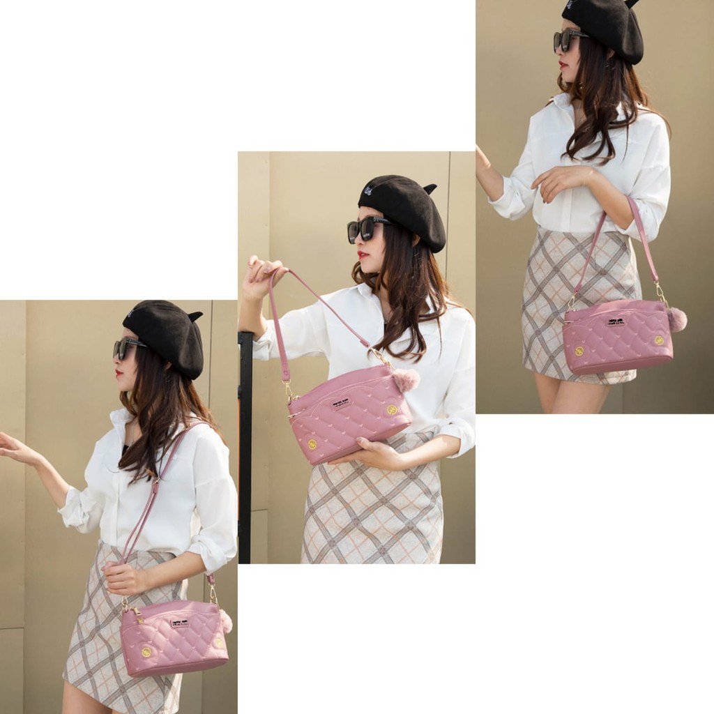 TAS SELEMPANG WANITA KULIT PINK KECIL IMPORT BATAM MURAH SLING BAG KOREA FASHION CEWEK SKAYA TA362P3