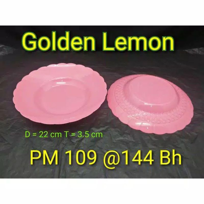 piring makan pink golden Sunkist / golden lemon