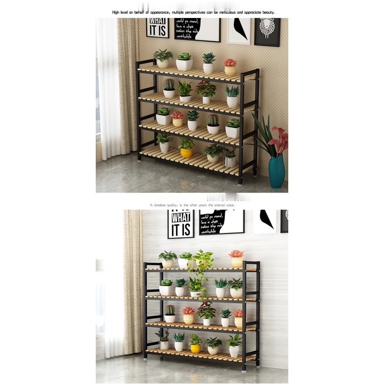 PROMO Wooden Shelf 4 Susun / Rak Kayu Besi IMPOR / Rak Serbaguna / Rak Samping