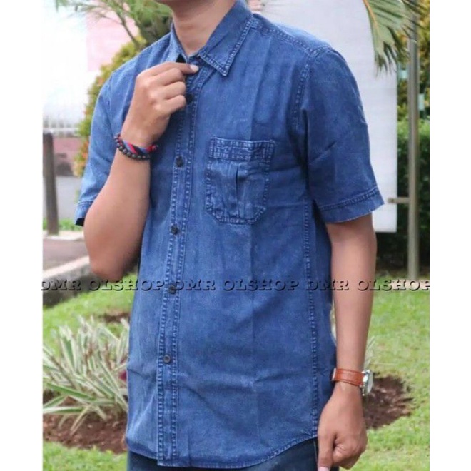 Kemeja Pendek Jins Pria Distro Quality Vnm