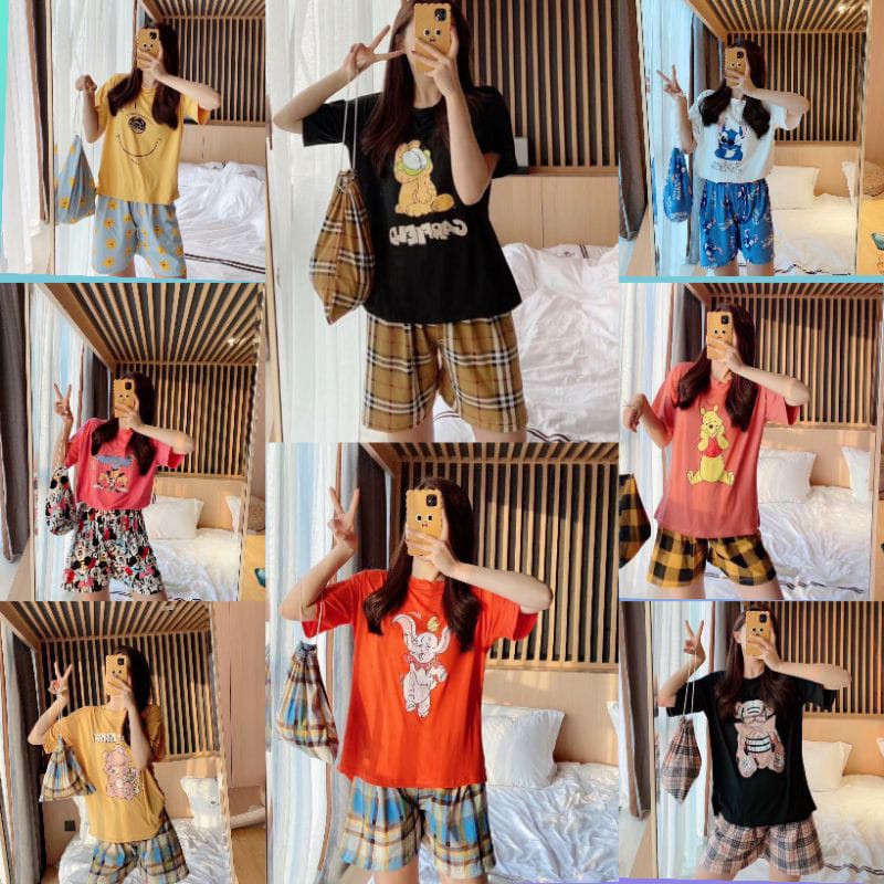 piyama baju tidur celana pendek kaos