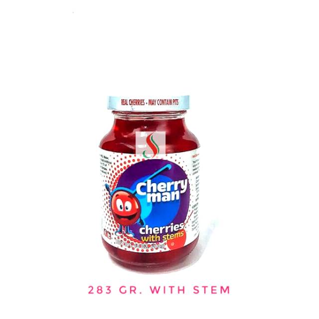 Cherryman Cherry Man Maraschino Red Cherries with Stem 283gr. Cherry Tangkai