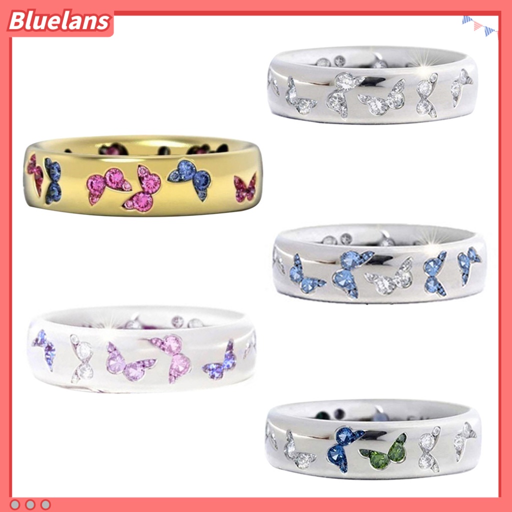 Bluelans Fashion Women Butterfly Cubic Zirconia Inlaid Finger Ring Wedding Party Jewelry