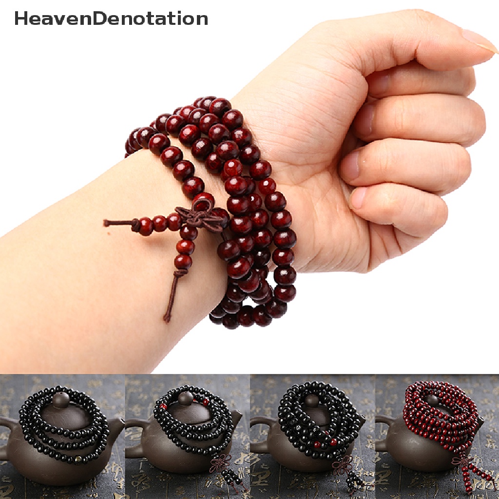 Gelang Meditasi Buddha Bahan Kayu Cendana Alami Ukuran 6 / 8mm Untuk Pria Dan Wanita