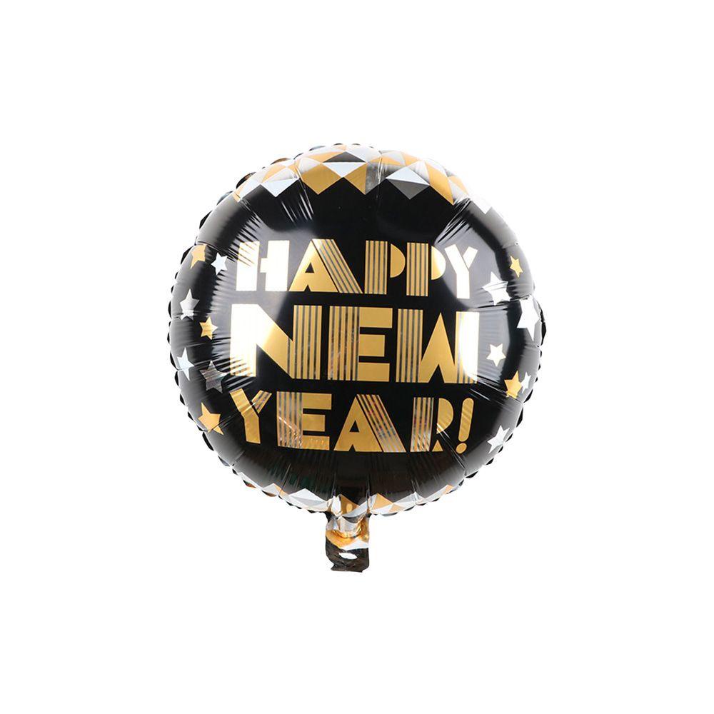 Solighter DIY Balon Dengan Gambar Tulisan Happy New Year Warna Hitam / Emas