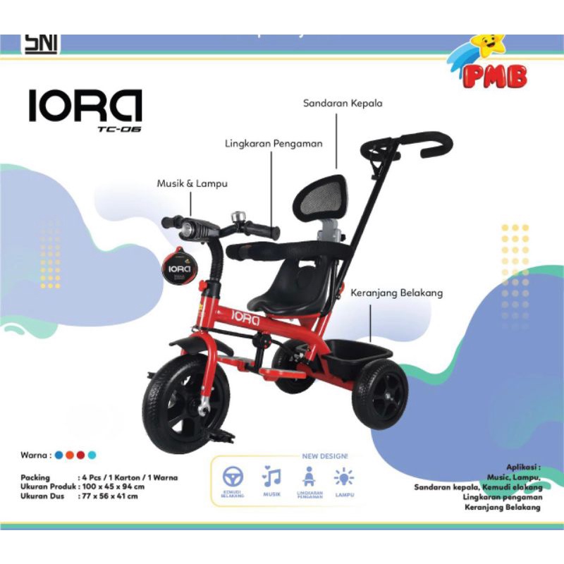 Sepeda Roda Tiga Tricycle AVIATOR AT306-7 PMB IORA TC03 TC06 Sepeda Anak Roda 3 TC-03 TC-06 T27 T28