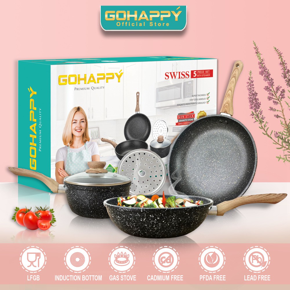 PANCI SET GRANIT MARBLE TEBAL [ SWISS COOKWARE SET ] Gohappy