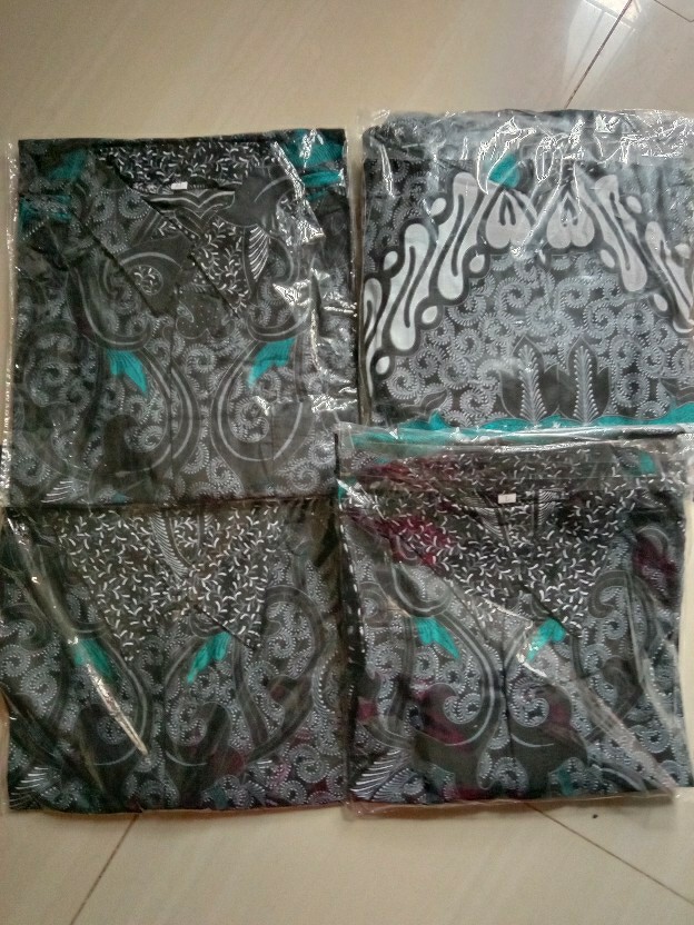 Couple Copel Batik, Baju Couple Pasangan, Set Keluarga Ibu Anak Dan Ayah Motif Dimensi Abu