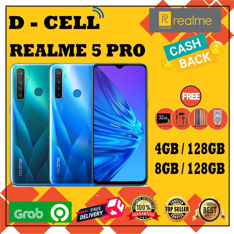 Realme 5 PRO 4GB/128GB &amp; 8GB/128GB Ram 4GB &amp; 8GB Internal 128GB Blue Green Garansi RESMI
