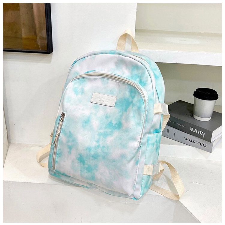 TAS RANSEL WANITA KANVAS TIE DYE IMPORT BIRU BACKPACK CEWEK BESAR KOREA MERVALE TA599B2 GENDONG SEKOLAH PUNGGUNG KULIAH KERJA FASHION REMAJA KEKINIAN MURAH BRANDED BATAM PREMIUM