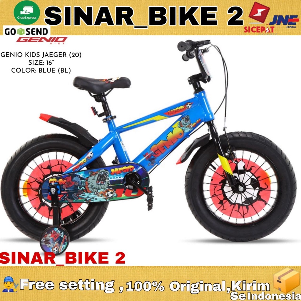 Sepeda Anak Laki BMX GENIO JAEGER KIDS Ukuran 12 16 18 Inch Ban Jumbo