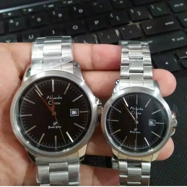ALEXANDRE CHRISTIE AC 1007 COUPLE HARGA Sepasang SILVER BLACK ORIGINAL