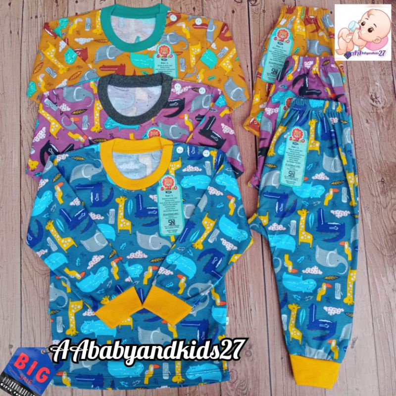 TERBARU DAN TERLARIS!!!SAMLEO SETELAN BAYI LENGAN PANJANG KANCING BAHU FULLPRINT UK M L XL SNI