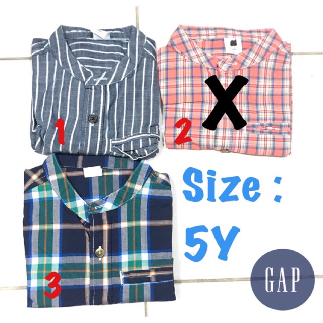 Kemeja koko anak laki 5 tahun kemeja lengan pendek gap branded sisa ekspor