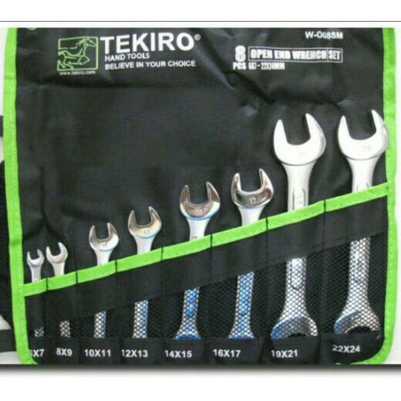 kunci pas set 8 pcs (6-24mm) tekiro (open wrench set)