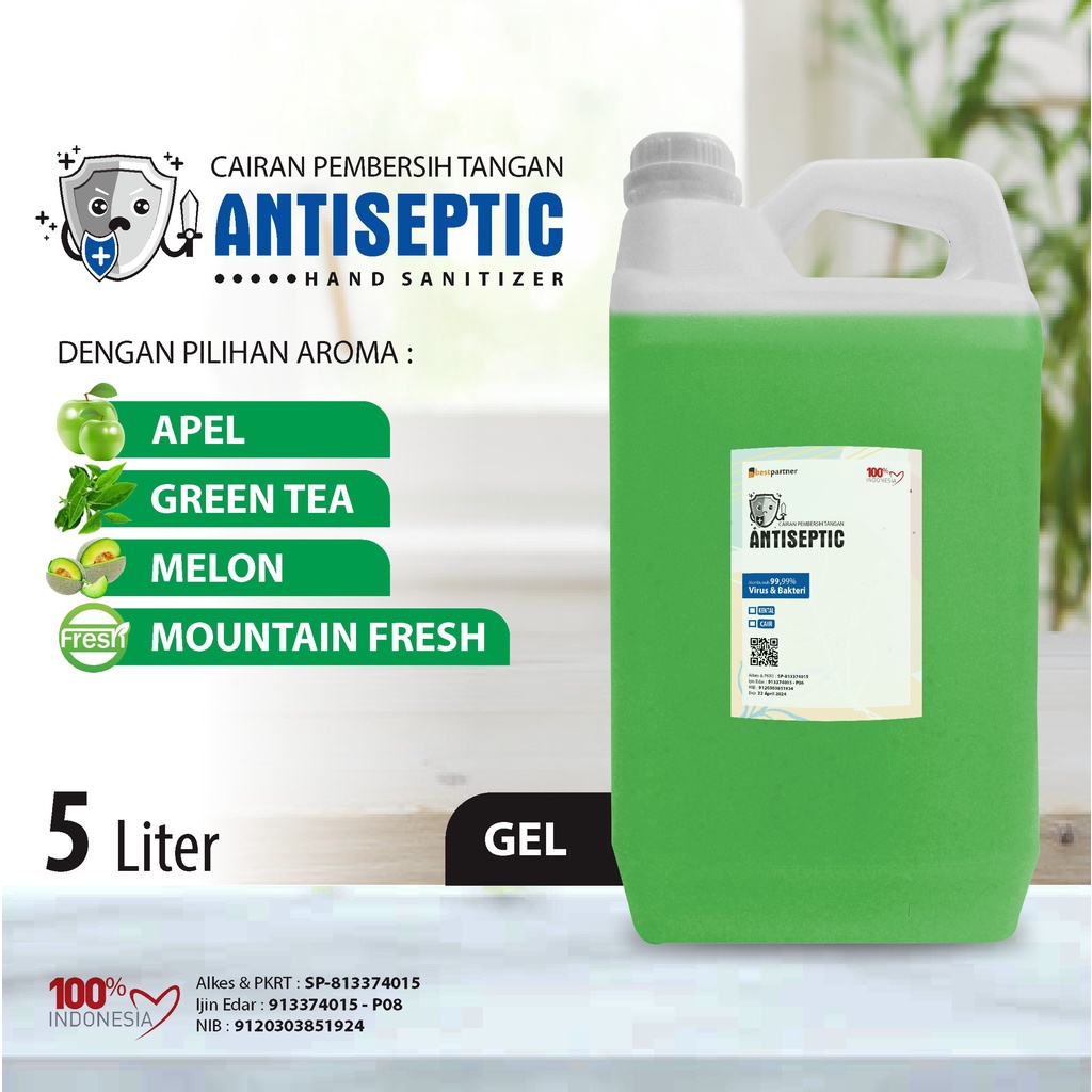 Hand Sanitizer Gel Antiseptic Variasi Aroma Segar 5 Liter / Varian Aroma Segar 5 LITER Jerigen