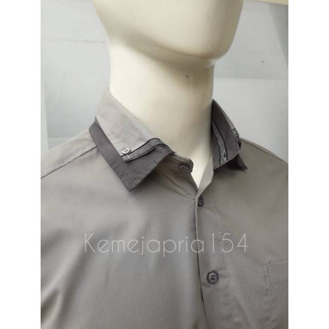 KEMEJA PRIA | LENGAN PENDEK | ABU | PREMIUM