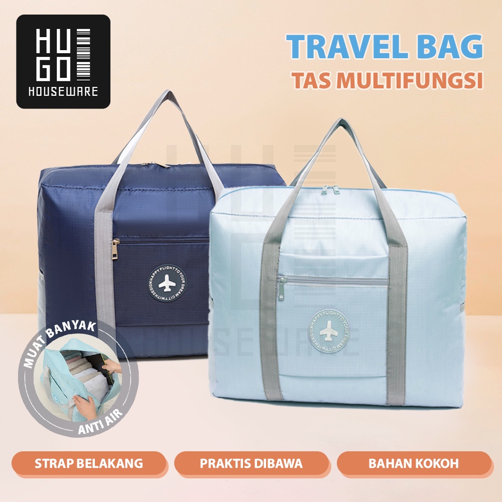 HUGO Tas Travel Besar Lipat Hand Carry Anti Air Travel Bag Fold Tas Koper Hand Carry Serbaguna Tebal