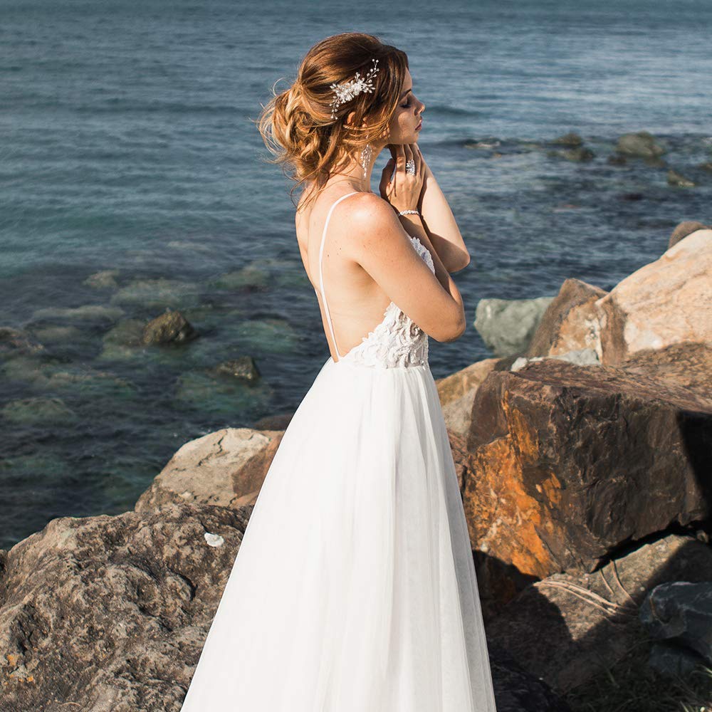 1Pc Fashion Elegant Crystal Pearl Hair Combs For Bridal Wedding