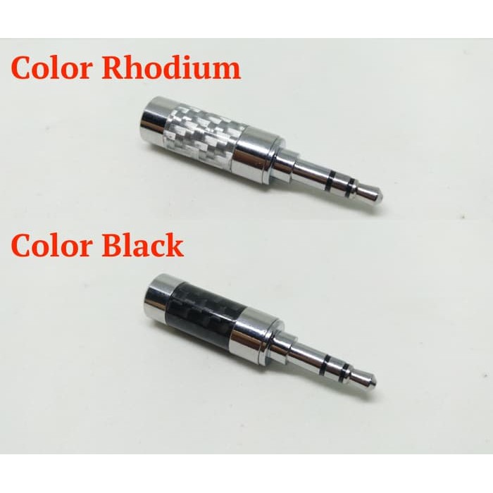 Rhodium Plated Lurus Carbon Fiber Jack 3.5mm Replacement Audio Plug - Rhodium