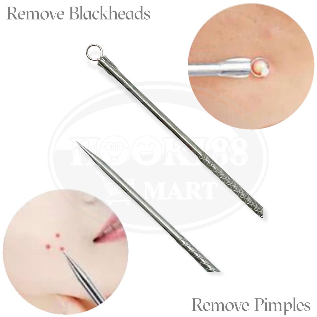 Pinset Alat Pencabut Komedo Set Pengangkat Pencetan Komedo Jerawat Blackhead Remover Kit Stainless Steel