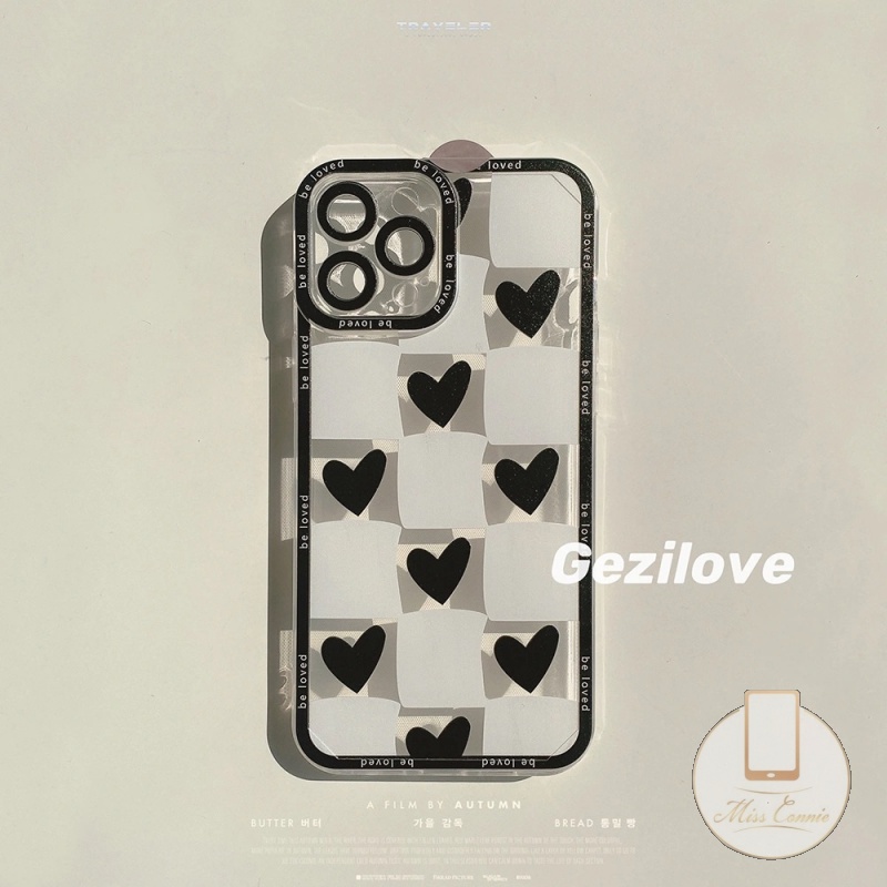 IPHONE Couple Case Transparan Kompatibel Untuk Iphone7 8x XR XS Max 6 6s 78 Plus SE 2020 12 11 13 14 Pro Max Papan Catur Motif Cinta Hati Bening Lembut TPU Cover Belakang Case Untuk Pecinta