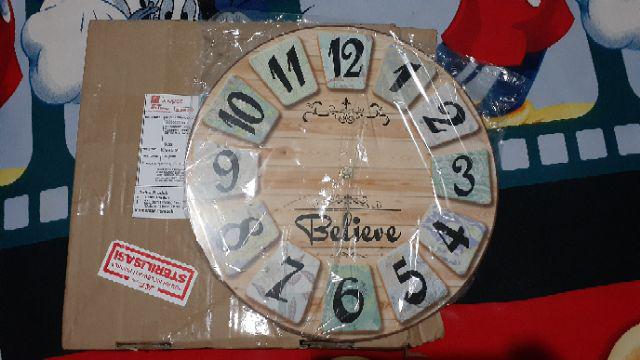 221 Jam Dinding Unik Murah Lucu Motif Kayu believe Hiasan Ruang Interior