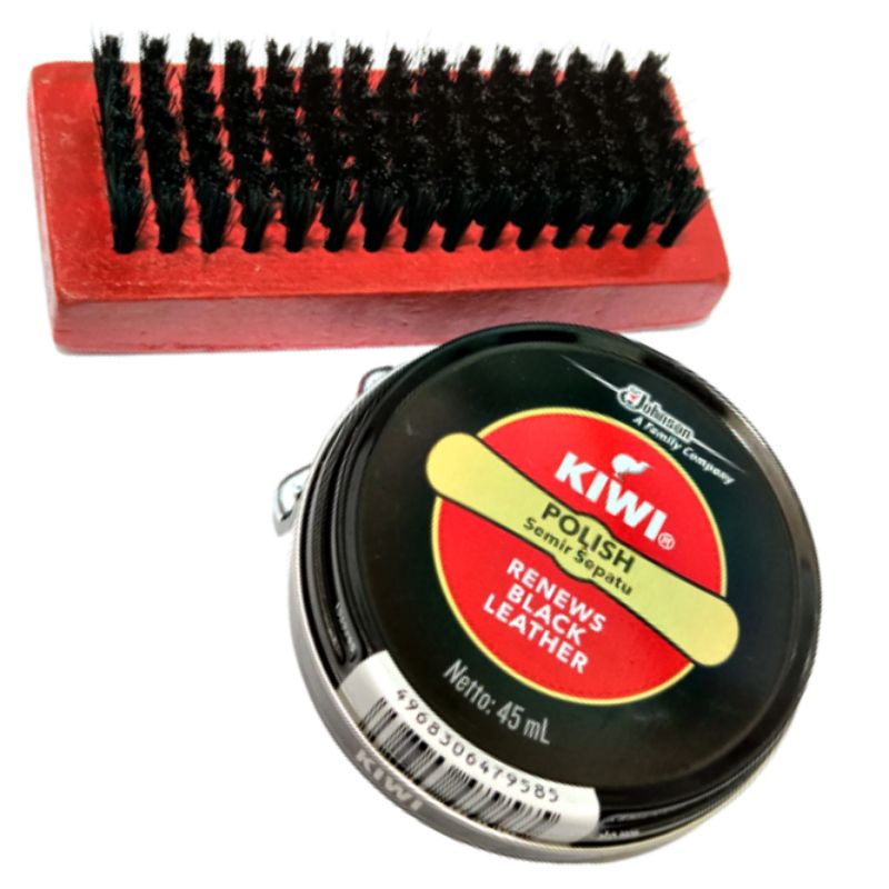 [ERA] Semir Sepatu Kiwi shoe Polish Besar 45ml 17,5ml Lengkap + Sikat semir
