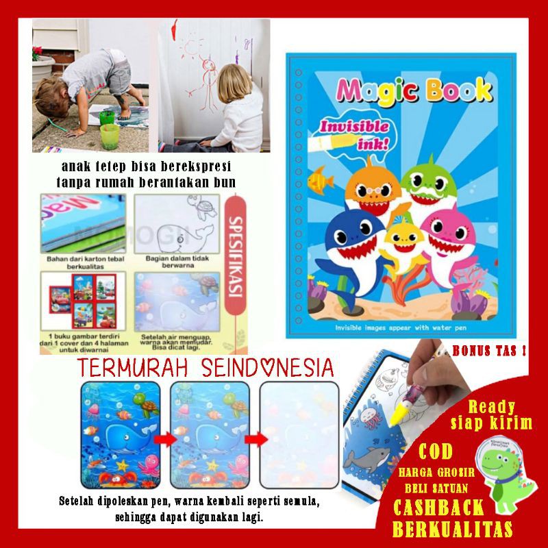 [TERMURAH] Buku Mewarnai digunakan Berulang termurah anti berantakan mengalihakan dari gadget magic water book