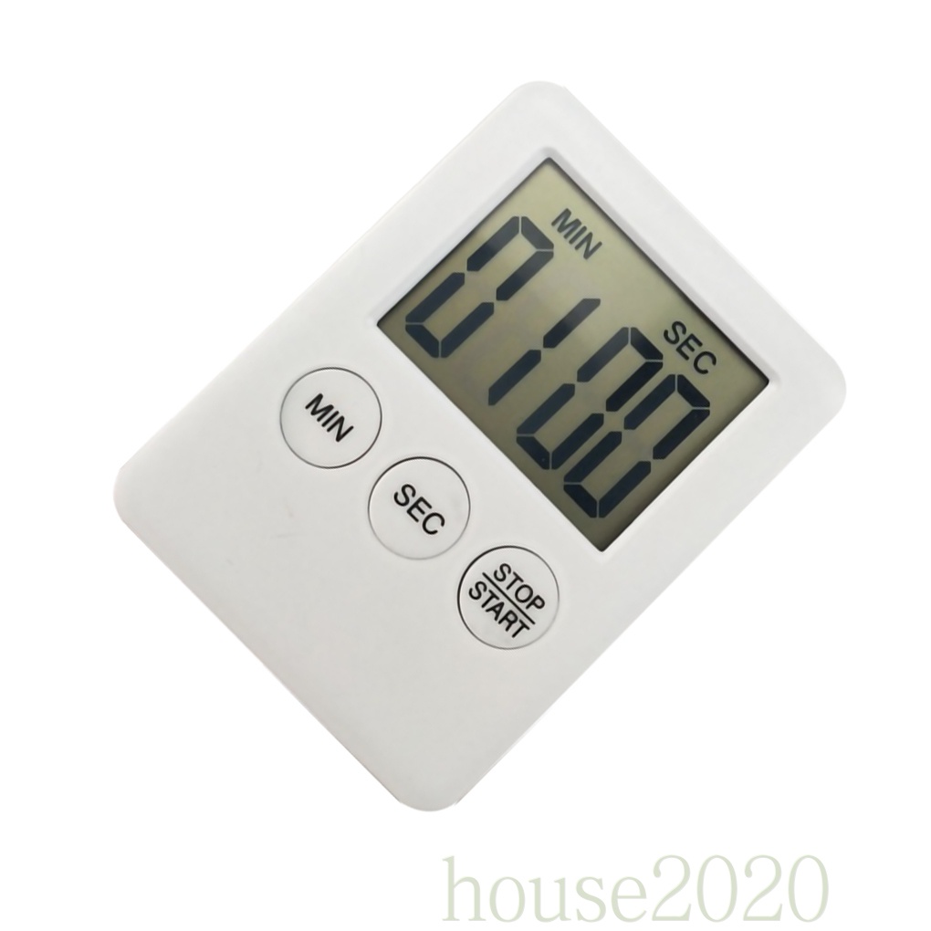 [HOUSE2020]Digital Cooking Timer LCD Display Baking Countdown Alarm Button Operation Kitchen Timer, White