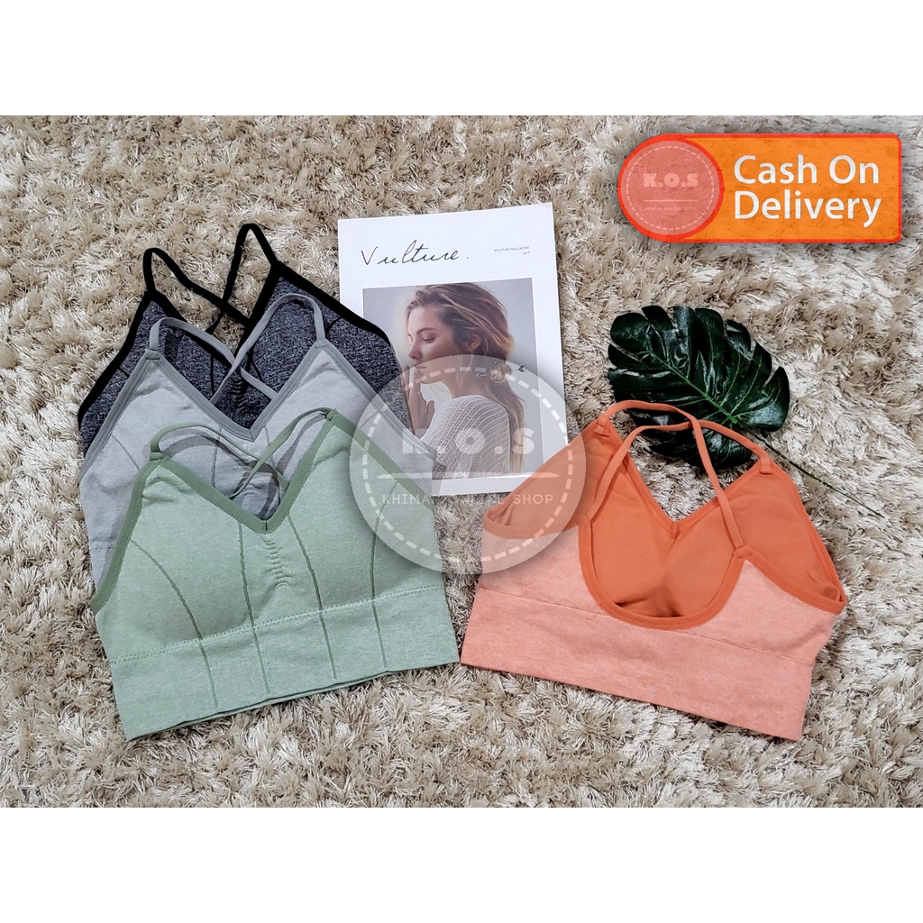 Atasan sporty bra tanpa kawat bahan halus