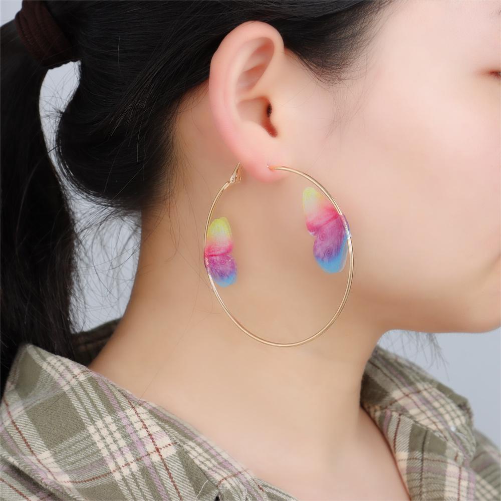 Lily Anting Kupu-Kupu Ganda Fashion Wanita Gadis Perhiasan Ear Hoop