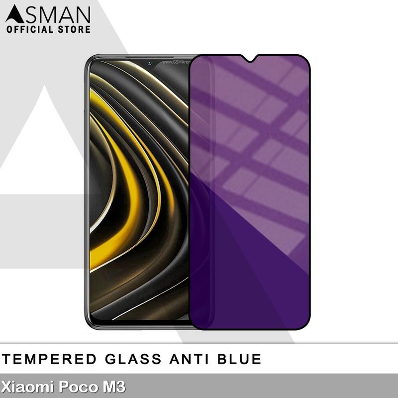 Tempered Glass Blue Light Full Lem Xiaomi Poco M3 Anti Radiasi Screen Protector