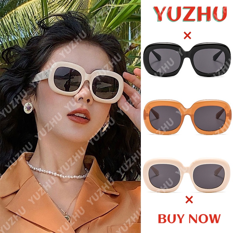 (YUZHU) COD INS Retro Hong Kong Style Sunglasses Wanita Gaya Korea Oval Kacamata Bingkai Tebal